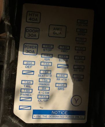 2001 Eu Sbw Toyota Hiace Cigarette lighter fuse