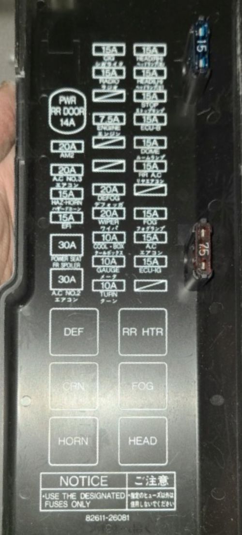 1995 Scl Toyota Hiace Cigarette lighter fuse