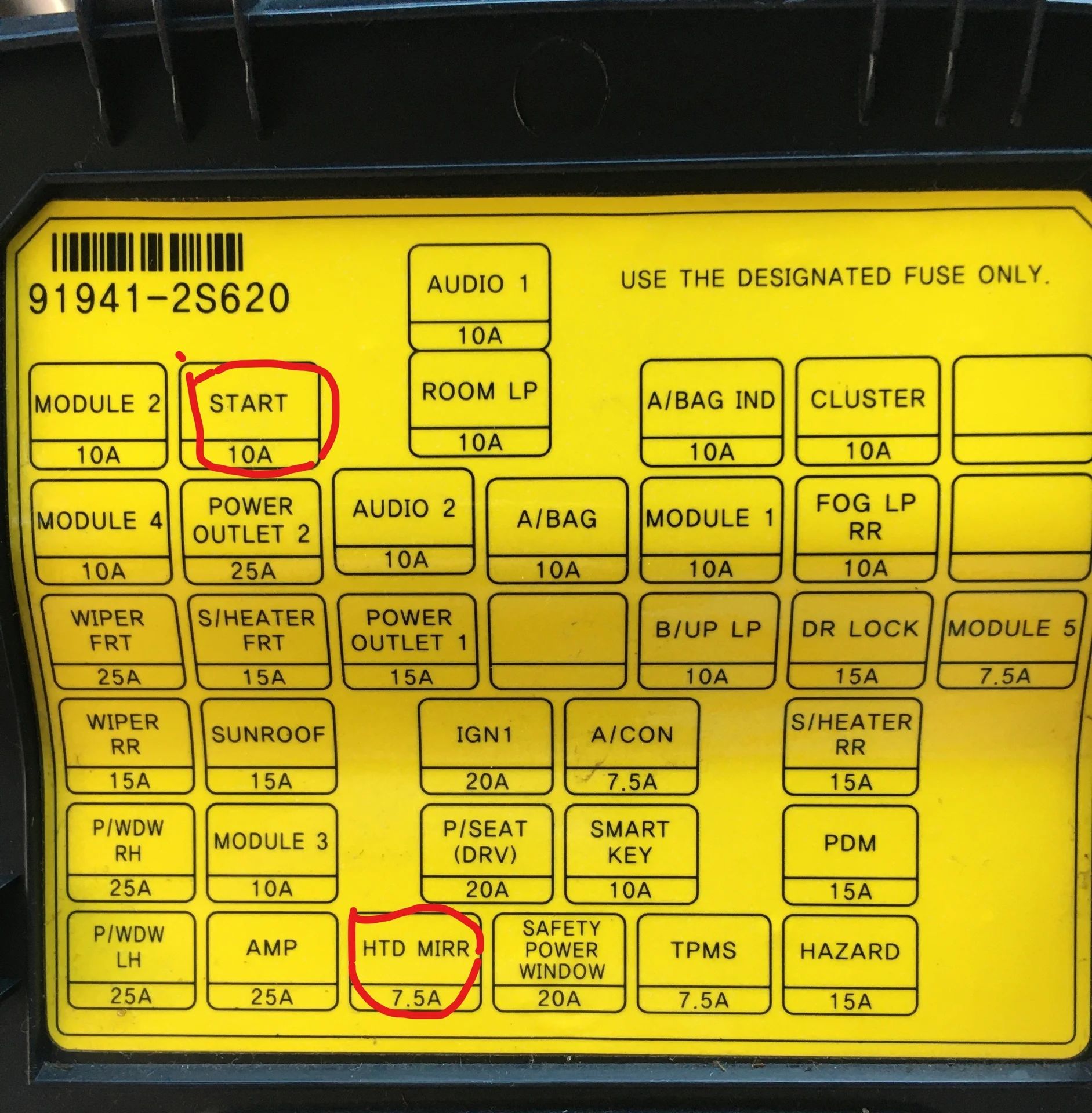 2011 Hyundai Tucson fuse box diagram