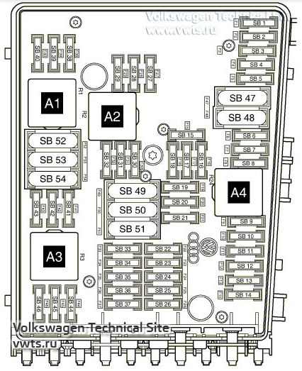 2012 B6 Volkswagen Passat fuse box diagram