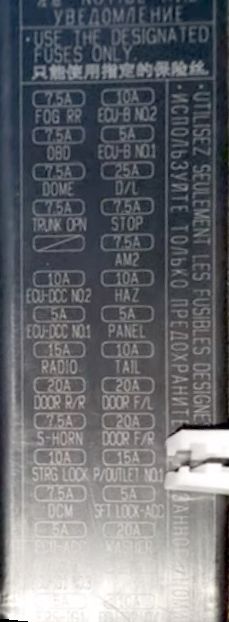 2021 Toyota Camry fuse box diagram
