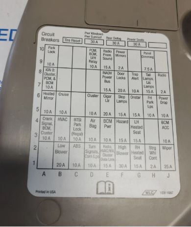 2001 Buick Century Radio fuse